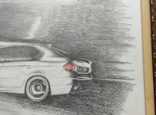 Картина, рисунок, А4,авто BMW 3